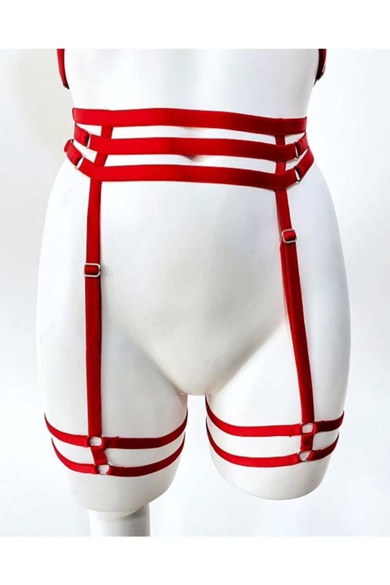 Red Harness Set Harness Bra and Harness Garter Sexy - Etsy