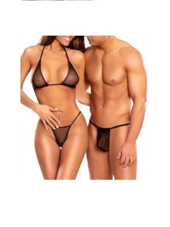 man in lingerie with wife