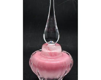 Vandermark Pink Swirl Crystal Perfume Bottle with Teardrop Stopper - signed and numbered