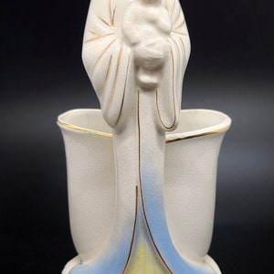 Madonna and Child porcelain planter with gold trim