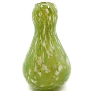 Art glass handblown green and white bud vase