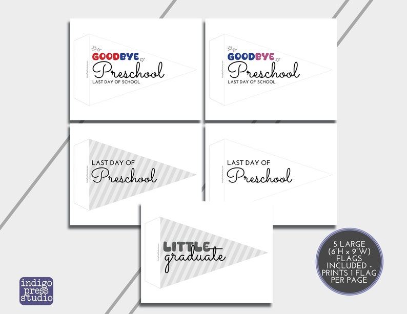 Preschool Last Day of School Pennant Flag | Printable PDF | Preschool ...