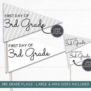 First & Last Day of 3rd Grade Pennant Flag and Mini Flags | 3rd Grade School Banner | Printable First Day of School Sign |  DIY Photo Prop