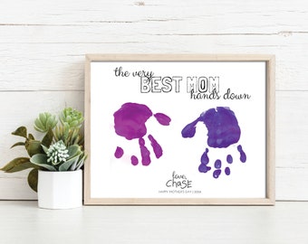 Hands Down Best Mom | Mother's Day | Handprint DIY Craft | Kids, Toddler, Preschool | Letter & A4 Instant Download Printable PDF |