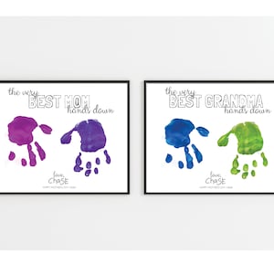 Sem dúvida, a melhor mãe e a melhor avó | Dia das Mães | Artesanato DIY com impressão de mãos | Crianças, bebês, pré-escola | Carta e PDF para impressão A4