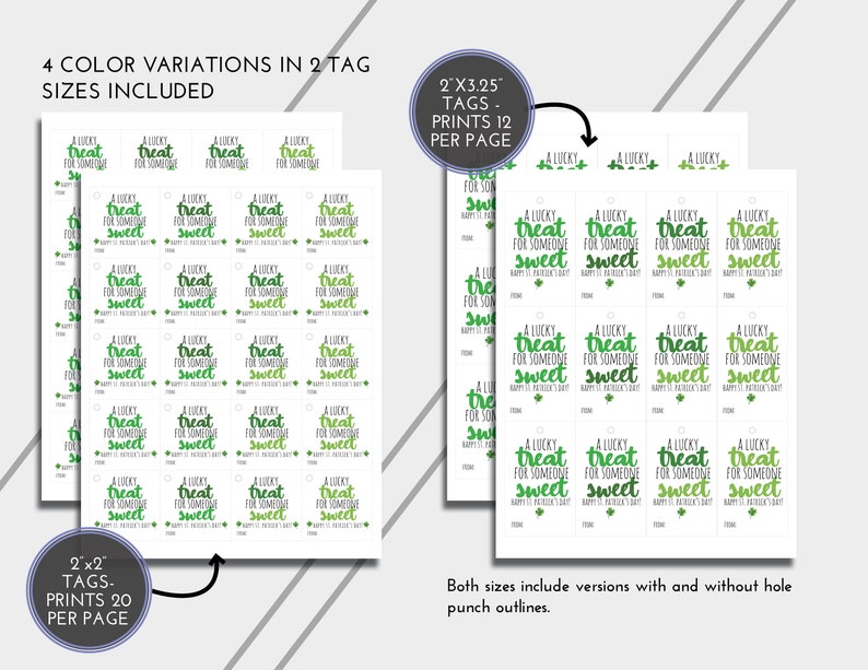St Patrick's Day Gift Tags Printable St Patrick's Day Treat Bag Tags St ...