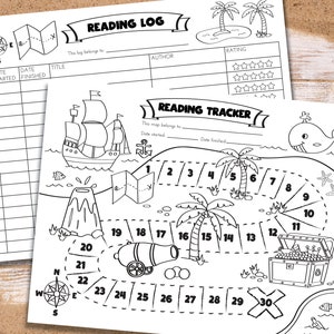 Treasure Map Lesetracker und Lesetagebuch für Kinder | Sommer Lesechallenge | Buchkarte | Piraten-Lesekarte | Sofort PDF Download