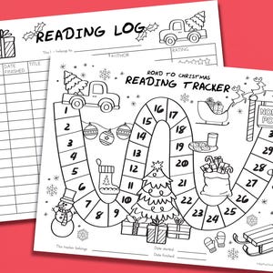 Winter Lesetagebuch für Kinder | Winter Lesechallenge | Buchkarte | Weihnachts-Lesekarte | Sofort PDF Download