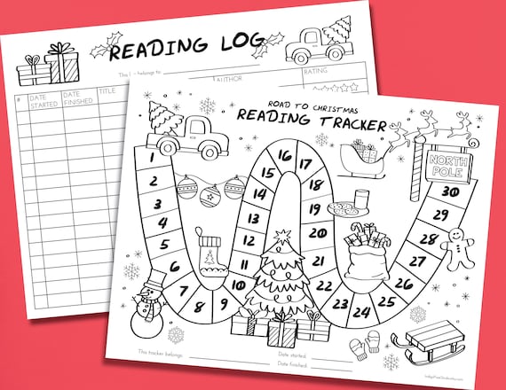 Winter Reading Tracker and Reading Log for Kids | Winter Reading Challenge | Book Chart | Christmas Reading Map | Instant PDF download