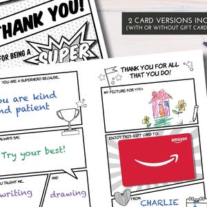 Superhelden Lehrer Wertschätzung Karte Printable | Danke Geschenkkartenhalter Malkarte | Alles über meine Lehrerin | Fülle die Lücke