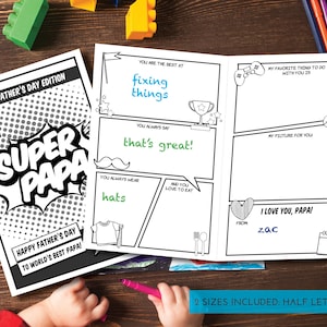 All About Papa | Father's Day | Super Papa | Superhero Papa Card | Printable Coloring Card | Fill in the Blank | Kids, Toddler or Preschool