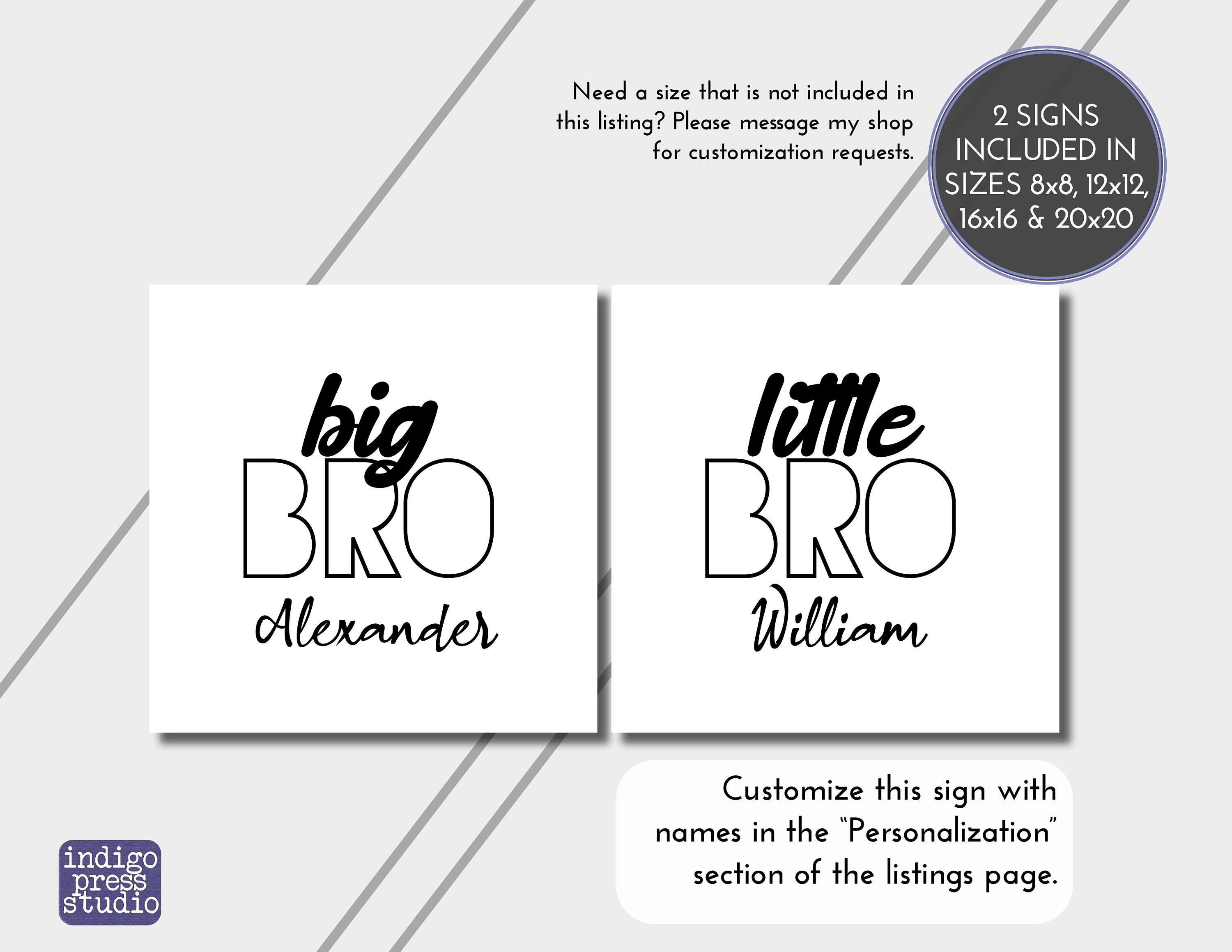 Signs For Bro Personalized Big Bro Little Bro Sign | Custom Name Wall Sign | Brothers ...