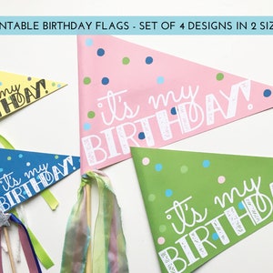 Printable Birthday Flags | Instant Download | It&#39;s My Birthday Sign | Birthday Photo Prop | Birthday Banner | Birthday Basket, Party Decor
