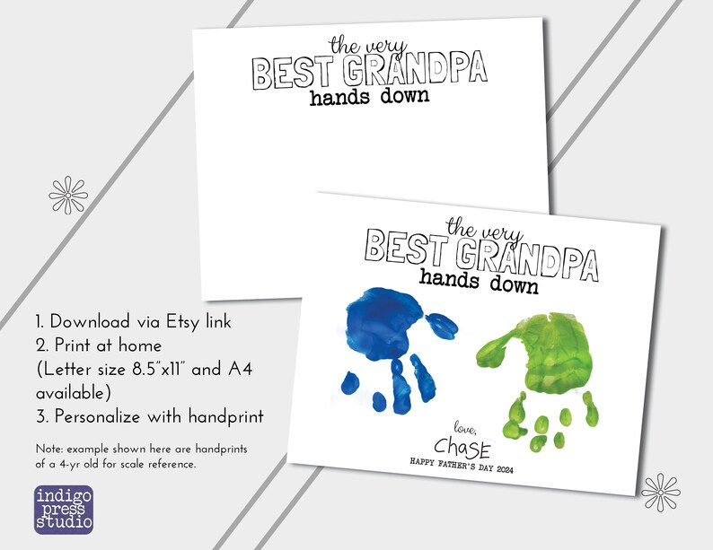 Hands Down Best Grandpa | Instant Download Printable PDF | Father's Day ...