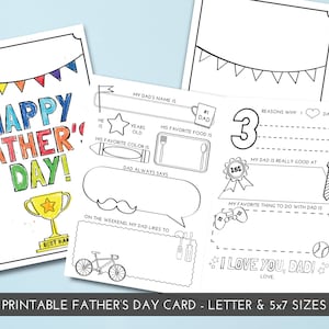 Tout sur papa | Fête des pères | Carte à colorier imprimable | Remplissez le questionnaire vierge | Enfants, tout-petits ou préscolaire
