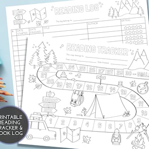 Lese-Tracker und Lese-Tagebuch für Kinder | Lesechallenge Frühling Sommer | Buchkarte | Abenteuer Lesekarte | Sofort PDF Download