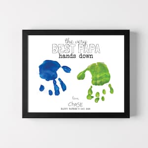 Hands Down Best Papa | Instant Download Printable PDF | Father's Day Gift | Birthday Gift | Handprint DIY Craft | Kids, Toddler, Preschool