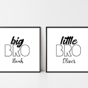 Personalized Big Bro Little Bro Sign | Custom Name Wall Sign | Brothers Sign Set of 2 | Boys Room Decor | Kids Room Art | Nursery Artwork