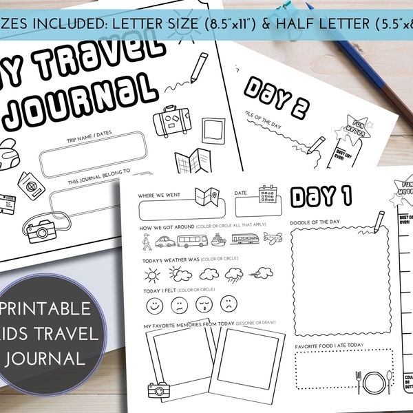 Kids Travel Journal | Instant PDF Download | Travel Diary | Vacation Memory Book