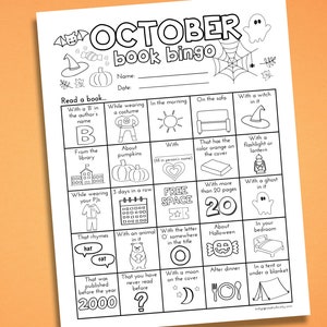 October Book Bingo and Reading Log for Kids | Halloween-Themed Reading Bingo | Halloween Reading Activity | Fall Reading Challenge