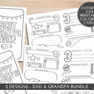 About Dad | About Grandpa | Father's Day Bundle | Printable Coloring Card | Fill in the Blank Questionnaire | Kids, Toddler or Preschool