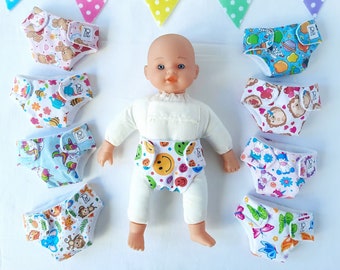 Puppenwindeln Bio, Stoffwindel 25-30cm, Puppenkleidung Baby Born, Windeln wiederverwendbare, Puppenzubehör Montessori, Windelhöschen Wachbar