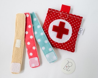 Puppenpflaster, Pflaster Puppen, Doktorkoffer Kinder,Puppenkleidung, Pflaster wiederverwendet, Puppenzubehör, Spiel Pflaster Filz,Montessori