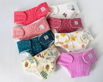 Puppenwindeln bio Musselin, Windelhöschen Puppen, Puppenkleidung baby born, Stoffwindeln Einhorn, Puppen Zubehör, Puppenkleidung 36-43 cm