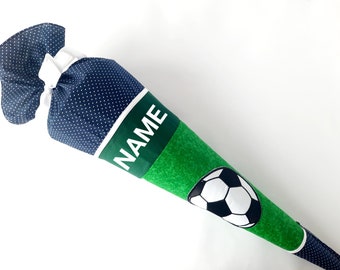 Schultüte Fußball in Blau/Grün- Zuckertüte Soccer für Jungs mit Wunschname- Schultüte aus Stoff- Einschulung 2024- Schulkind