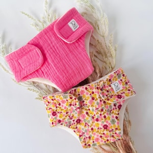 Puppenwindeln Set Musselin, Windelhöschen Puppen, Puppenkleidung baby born, Stoffwindeln Blümchen, Puppen Zubehör, Puppenkleidung 36-43 cm