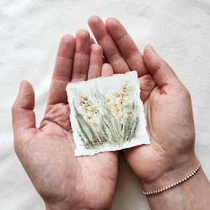 Wildflower Watercolor Miniature: Original Rustic Floral Art on Cotton Paper