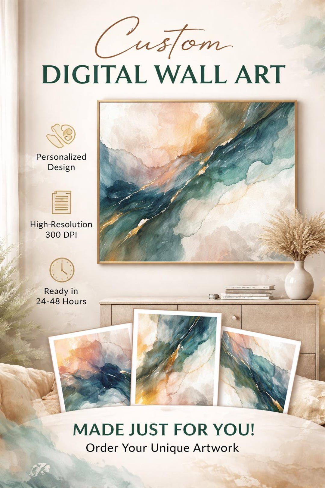 Custom Digital Wall Art | Personalized Abstract Print | Printable Wall ...