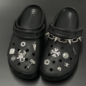 Silver Croc Charms Set For Girls Croc Chain Shoe Charm For Women Personalized Croc Jewelry