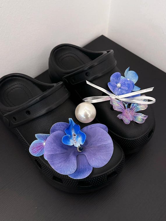 Purple Orchid Croc Charms Set For Girls Cute Croc Pin Shoe Charm For Women  Personalized Croc Jewelry - Main Image