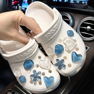 Blue Croc Charms For Girls Glitter Croc Pin Shoe Charm For Women Personalized Croc Jewelry