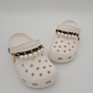 Cute Pearl Croc Chain Designer Charms For Girls Glitter Croc Pin Shoe Charm For Women Personalized Croc Jewelry Gold Silver Chain
