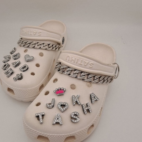 Personalized Bling Letters Croc Charms For Girls Glitter Croc Pin Shoe Charm For Women Personalized Croc Jewelry
