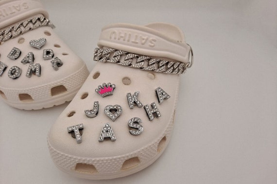 Diamond Letter Croc Charms Gold Silver Pin Croc Shoes Accessories