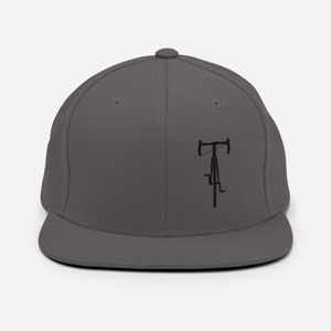 Bicycle Embroidered Hat with adjustable snap back fit. 3 color options. Design by Blue Water Cycling
