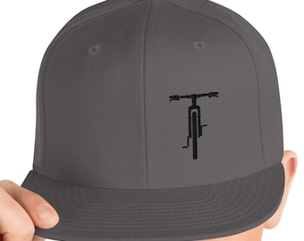 Mountain Bike Embroidered Hat: Gray Snapback Cap