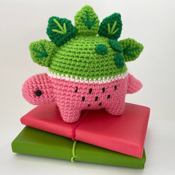 Melonosaurus - PDF Crochet Pattern Amigurumi Watermelon Dinosaur