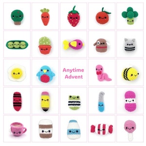 Anytime Advent - PDF crochet pattern to make 24 fun mini amigurumi