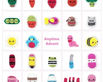 Anytime Advent - PDF crochet pattern to make 24 fun mini amigurumi