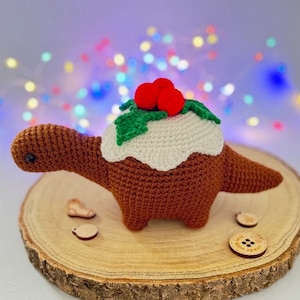 Puddingsaurus - PDF Crochet Pattern Amigurumi Christmas Pudding Dinosaur