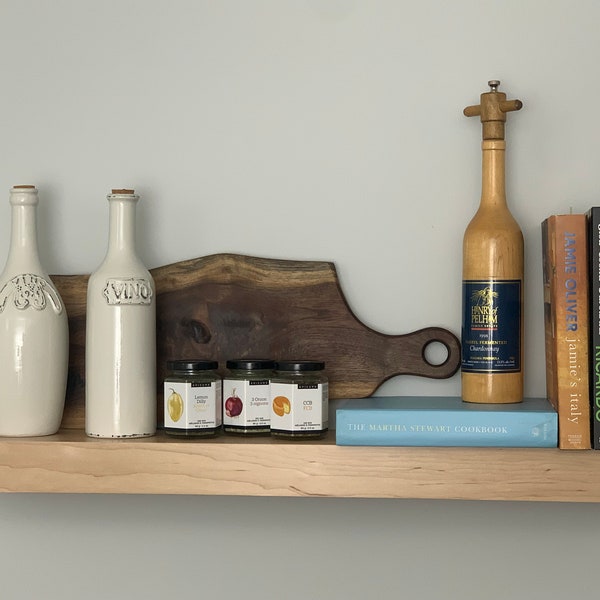 Custom Modern Wood Floating Shelf | Handmade Maple Shelf | Installation Hardware Included