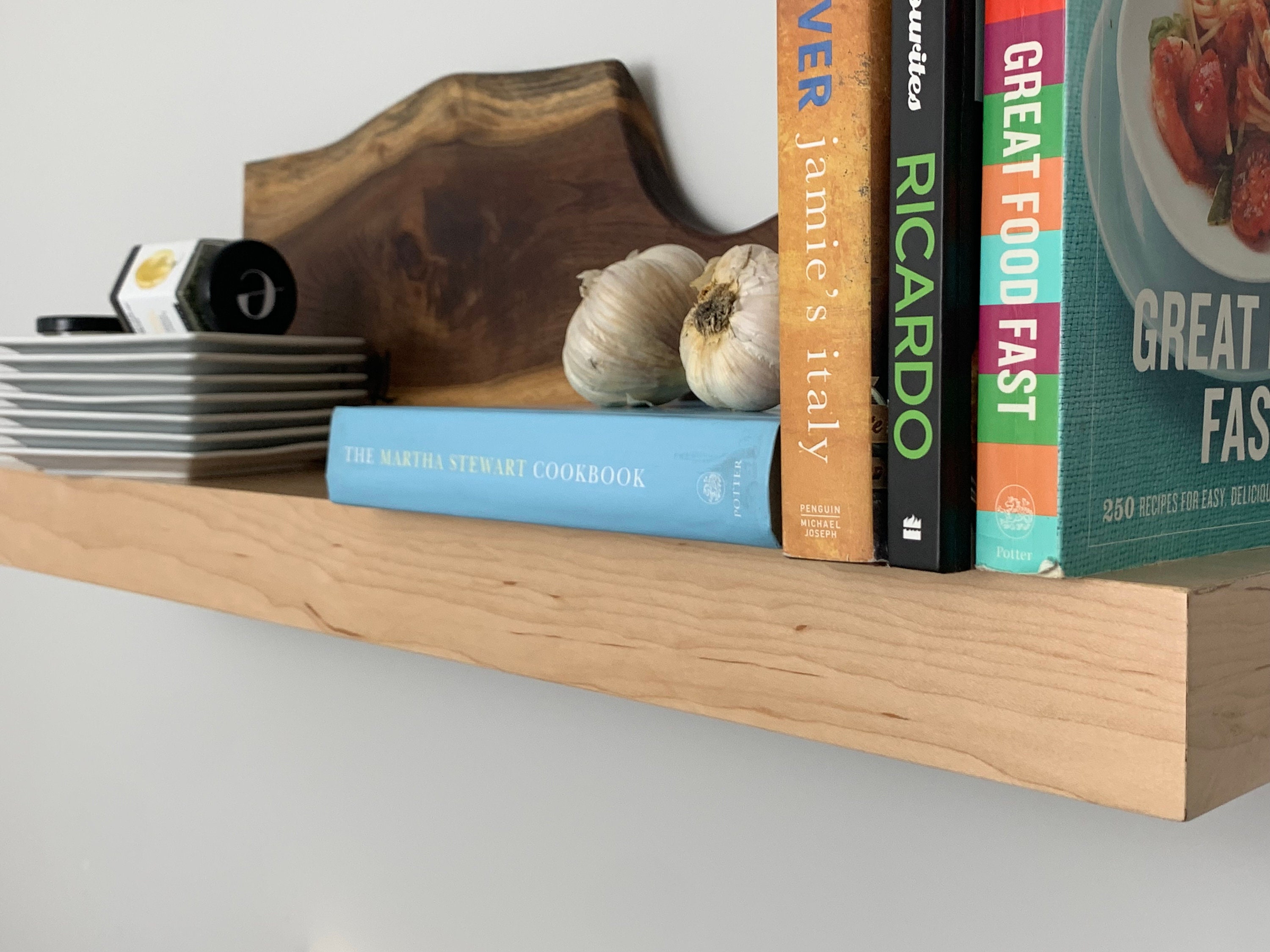 Custom Modern Wood Floating Shelf Handmade Maple Shelf Installation Hardware Included Etsy