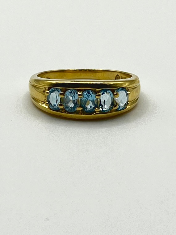 Vintage 10K 5 Stone Blue Topaz Ring Size 7.25 - image 8