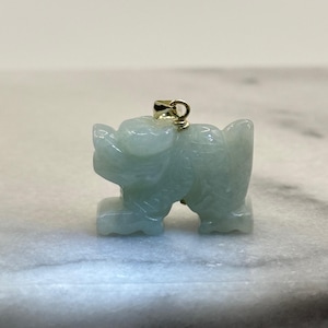 Vintage Jade Dragon Pendant with 14K Bale