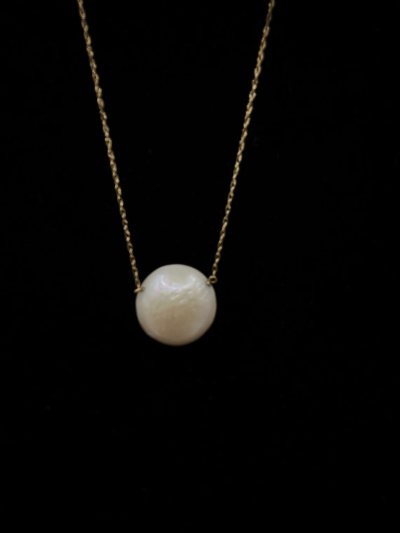 14K Mabe Pearl Station Necklace - image 5