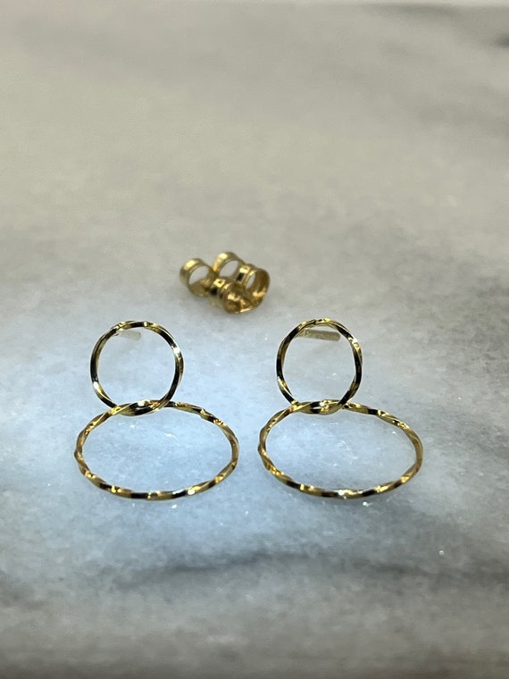 Vintage 14K double hoop dangle earrings